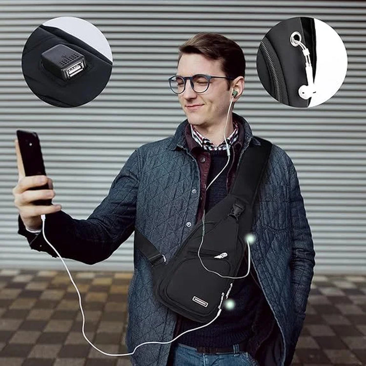 Men’s Waterproof Multi-Pocket Crossbody Sling Bag