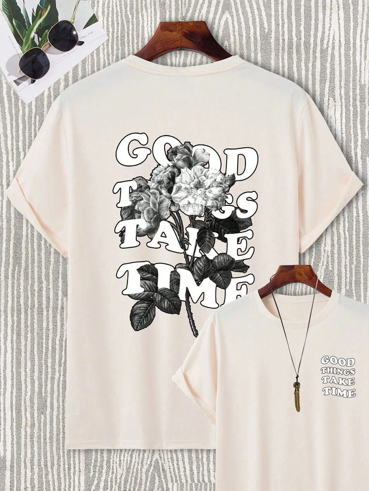 Good Things Take Time Men Cotton T-Shirt Luxury