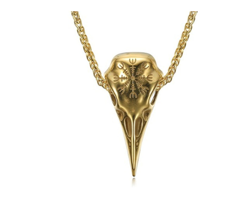 Crow Head Necklace Men&