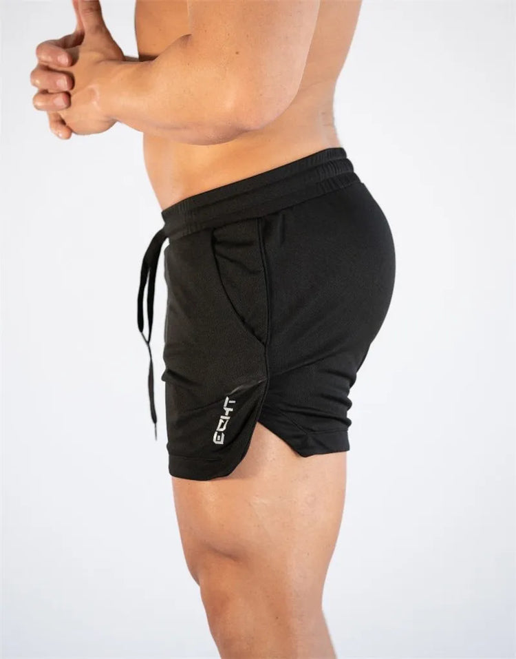 Mens Gym Training Shorts Men Sports Casual Clothing Fitness Workout Running Grid Quick-Drying Compression Shorts Athletics