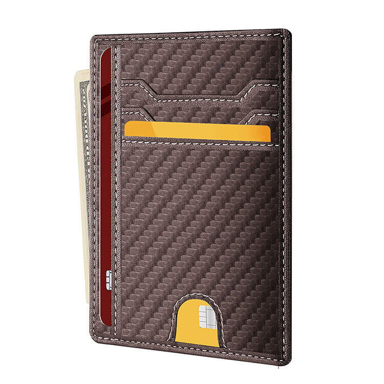 Mens Leather Slim Wallet Credit Card Holder RFID Blocking PU