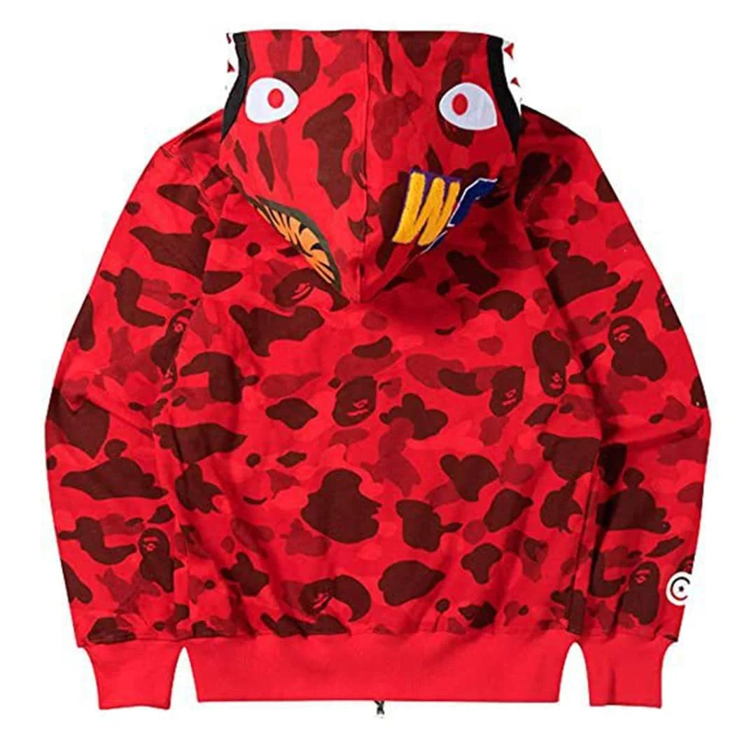 BAPE Hoodie BAPE Hooded Sweatshirt Shark Camo Hoodie Shark Mouth Jacket Full Zipper Embroidery Fun Casual Sports Hoodie for Men Women