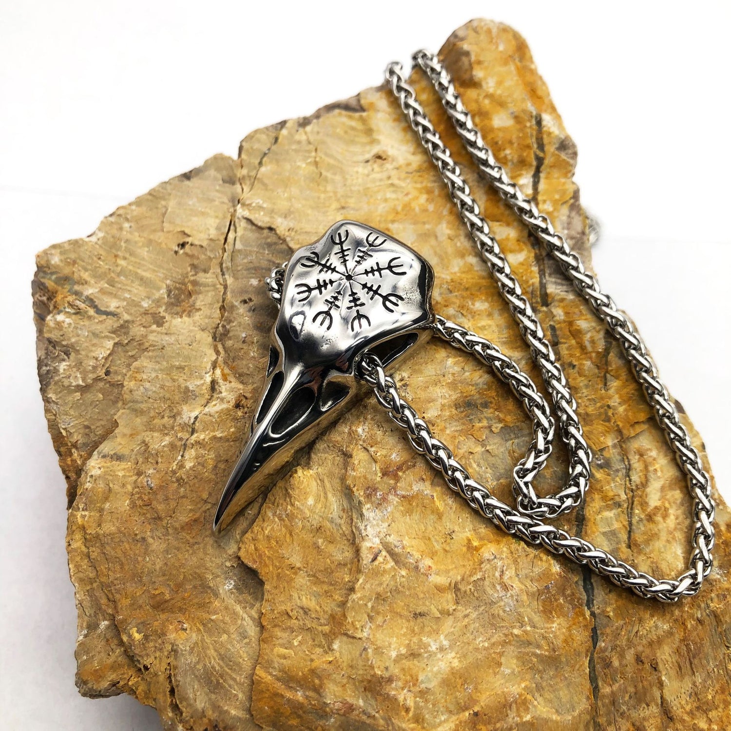Crow Head Necklace Men&