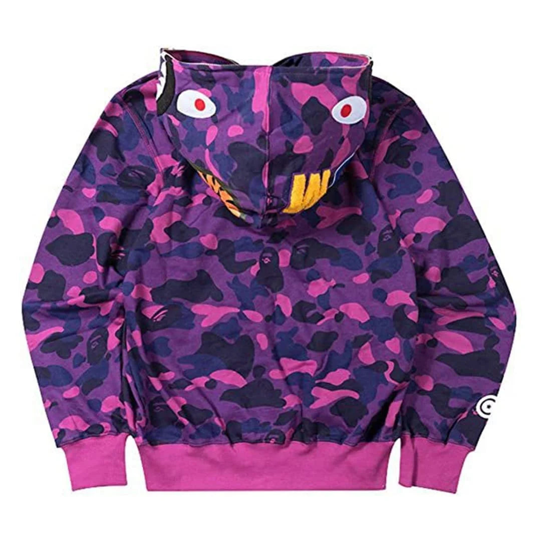 BAPE Hoodie BAPE Hooded Sweatshirt Shark Camo Hoodie Shark Mouth Jacket Full Zipper Embroidery Fun Casual Sports Hoodie for Men Women