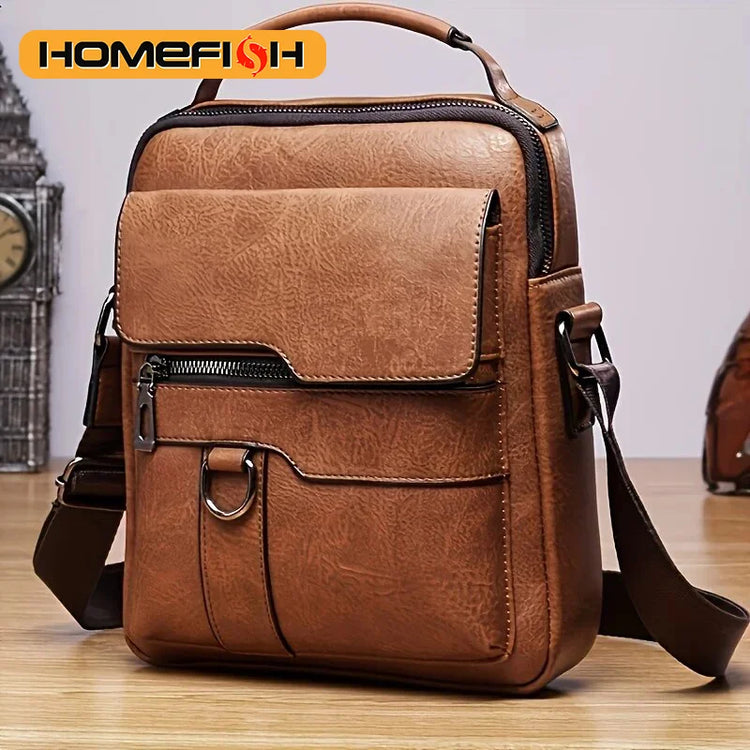 Men’s Vintage-Style Multi-Pocket Crossbody Shoulder Bag