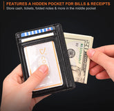 Mens Leather Slim Wallet Credit Card Holder RFID Blocking PU