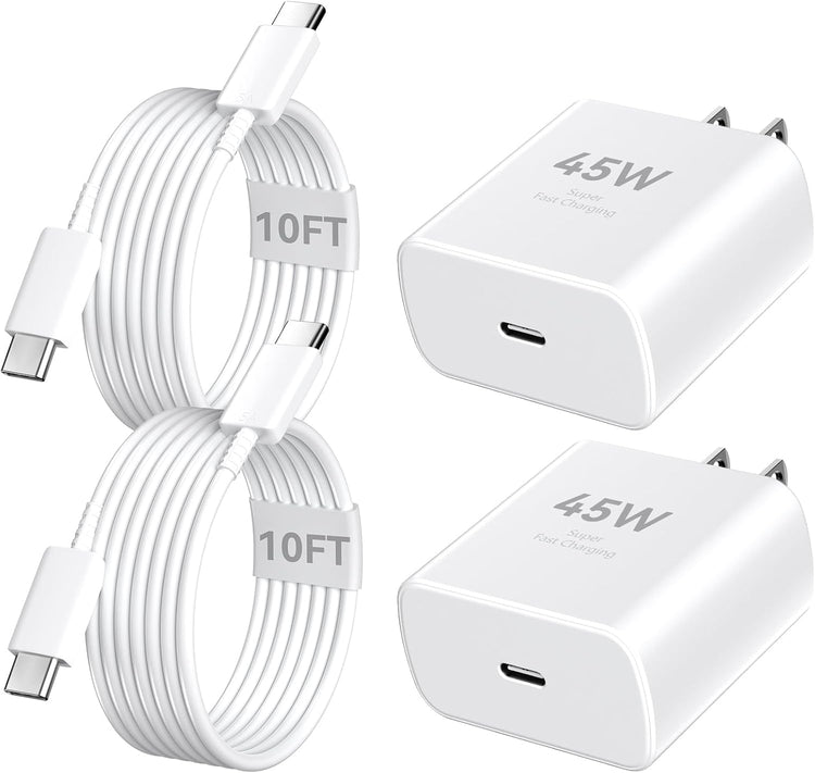 USB-Type C Charging Block and Cable (2 Pack)