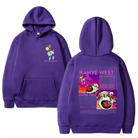 New Kanye West Graduation Bear Graphics Hoodie Men Women Long Sleeve Top Bodywarmer Sweatshirt Unisex Oversized Hood Streetwear