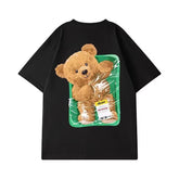 New American Retro Spoof Fun Bear Quality Printed Short-Sleeved T-Shirt Men&