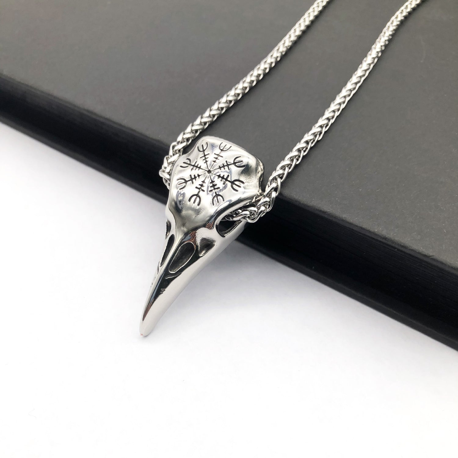 Crow Head Necklace Men&
