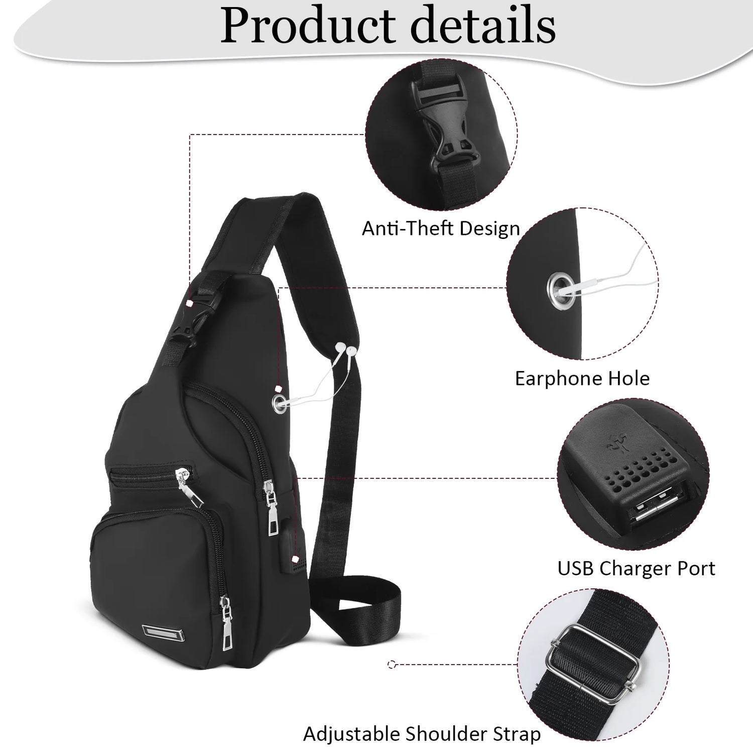 Men’s Waterproof Multi-Pocket Crossbody Sling Bag