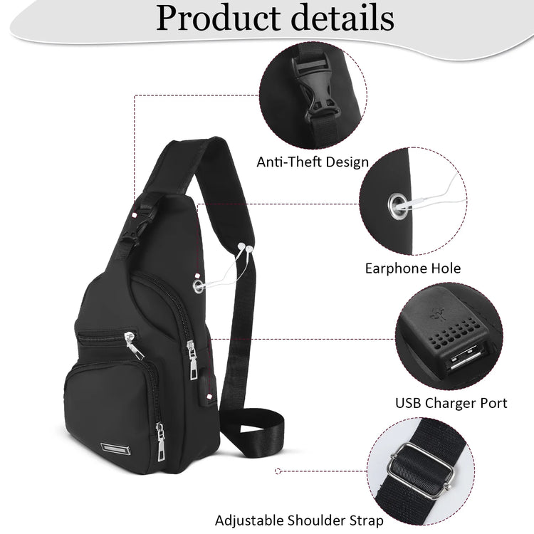 Men’s Waterproof Multi-Pocket Crossbody Sling Bag