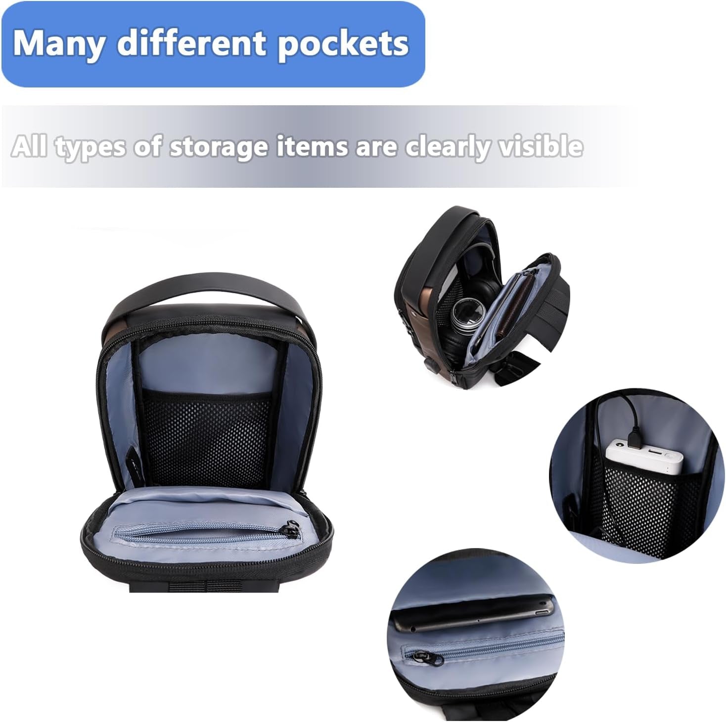 Men’s Sling Classic Crossbody Shoulder Bag With Charging Port
