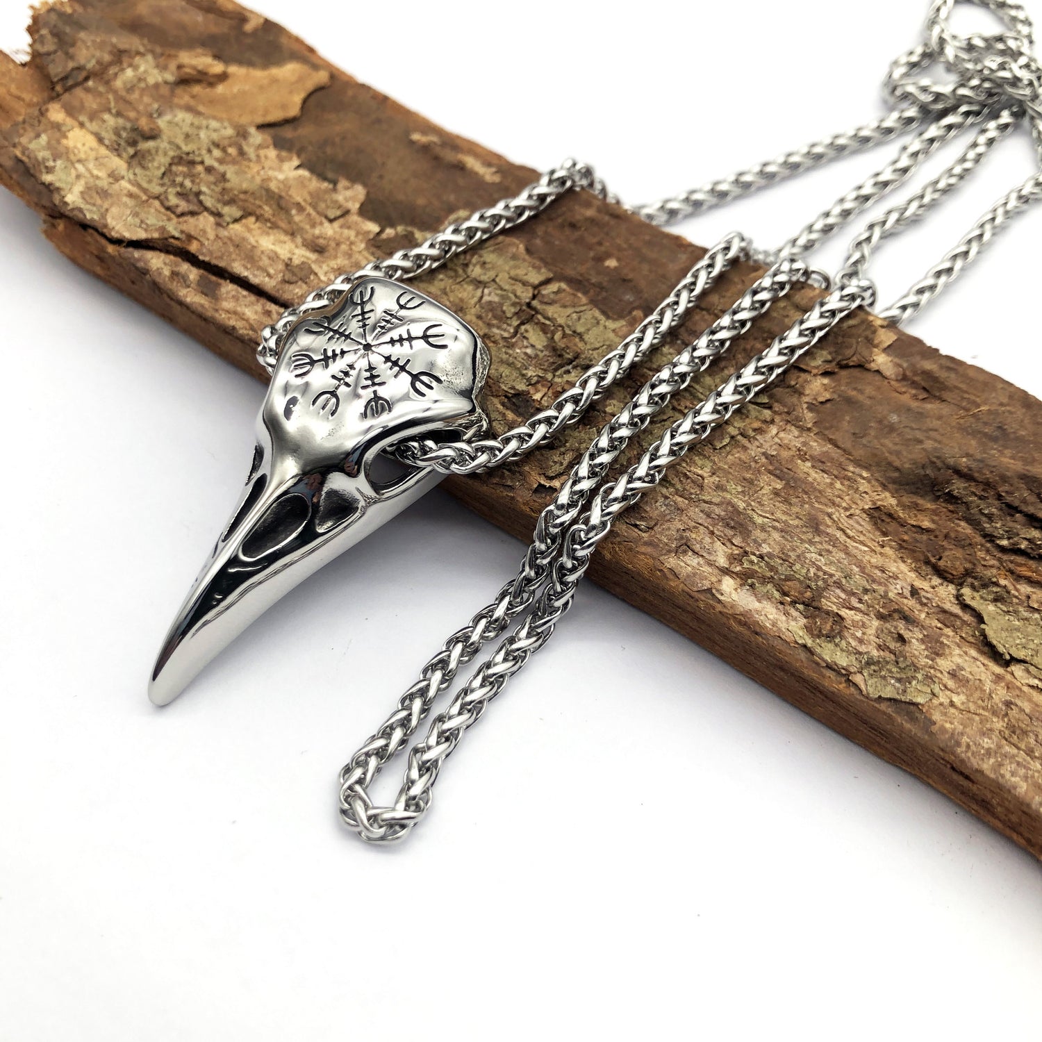 Crow Head Necklace Men&