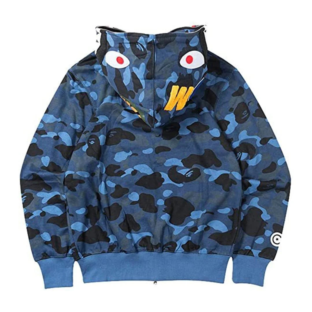 BAPE Hoodie BAPE Hooded Sweatshirt Shark Camo Hoodie Shark Mouth Jacket Full Zipper Embroidery Fun Casual Sports Hoodie for Men Women