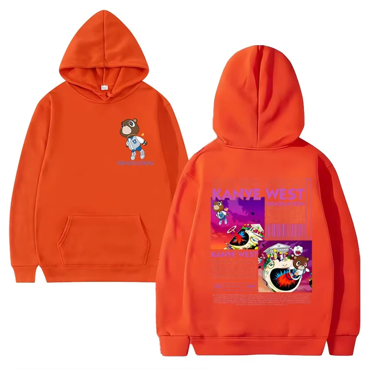 New Kanye West Graduation Bear Graphics Hoodie Men Women Long Sleeve Top Bodywarmer Sweatshirt Unisex Oversized Hood Streetwear