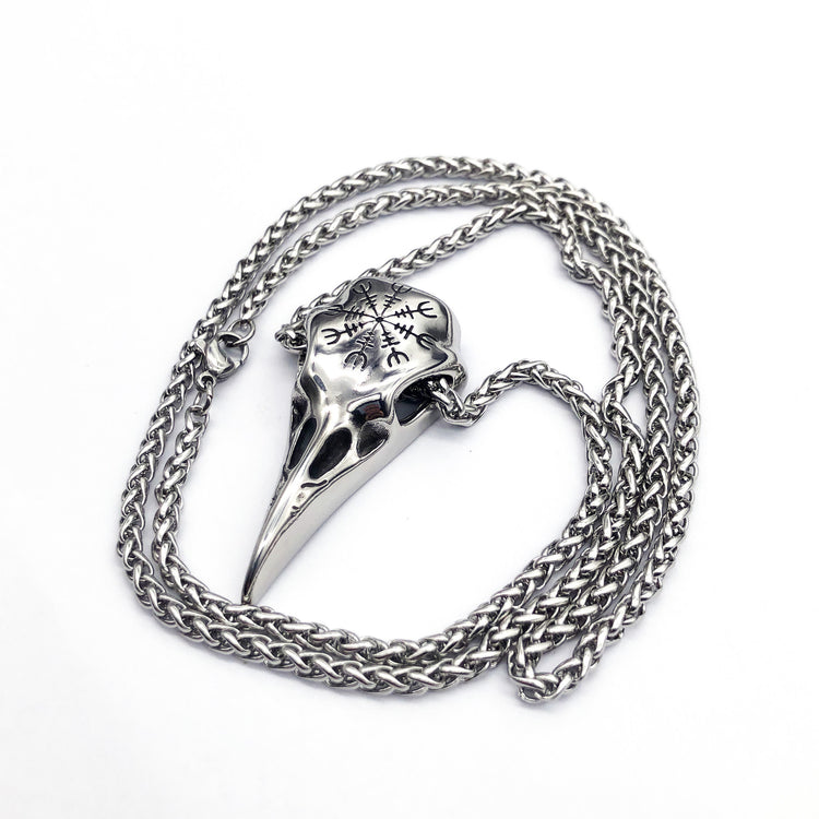 Crow Head Necklace Men&