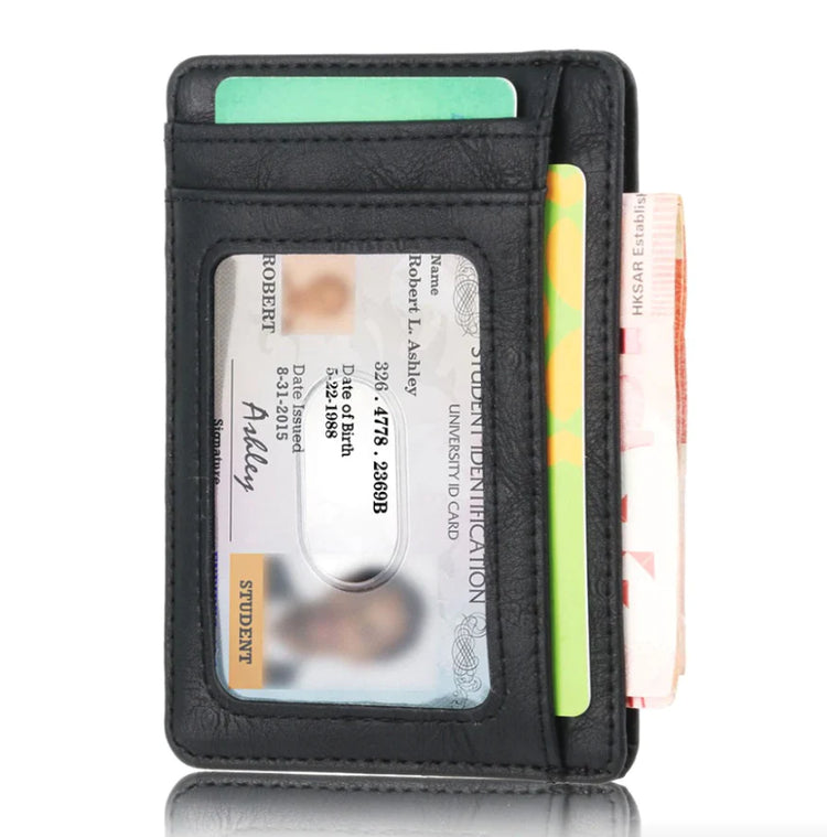 Mens Leather Slim Wallet Credit Card Holder RFID Blocking PU