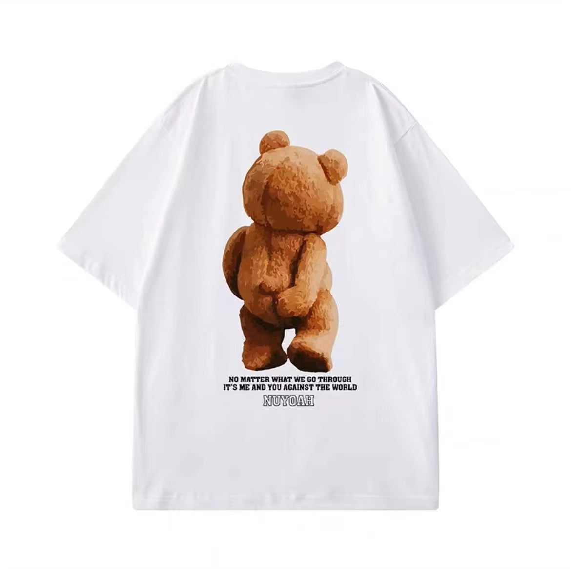 New American Retro Spoof Fun Bear Quality Printed Short-Sleeved T-Shirt Men&