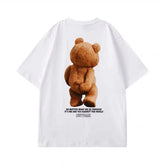 New American Retro Spoof Fun Bear Quality Printed Short-Sleeved T-Shirt Men&