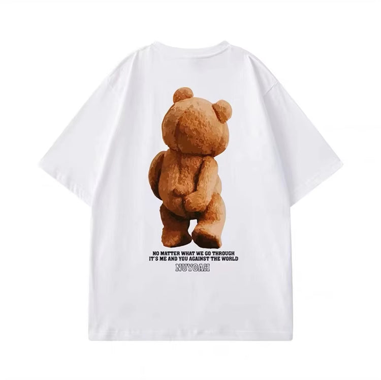 New American Retro Spoof Fun Bear Quality Printed Short-Sleeved T-Shirt Men&
