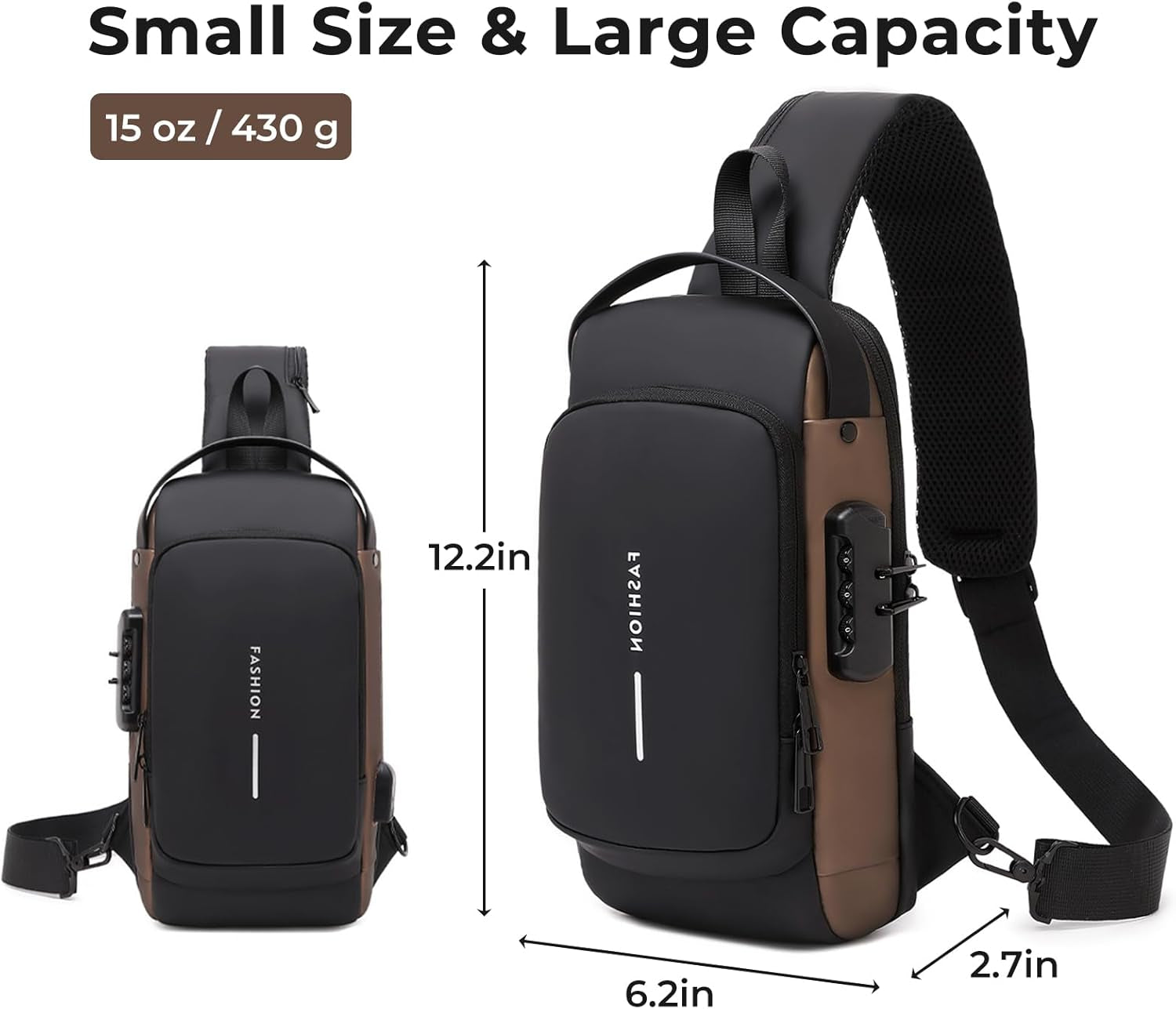 Men’s Sling Classic Crossbody Shoulder Bag With Charging Port