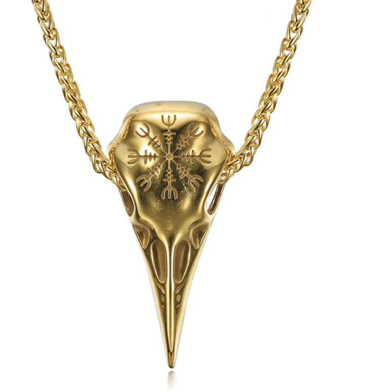 Crow Head Necklace Men&