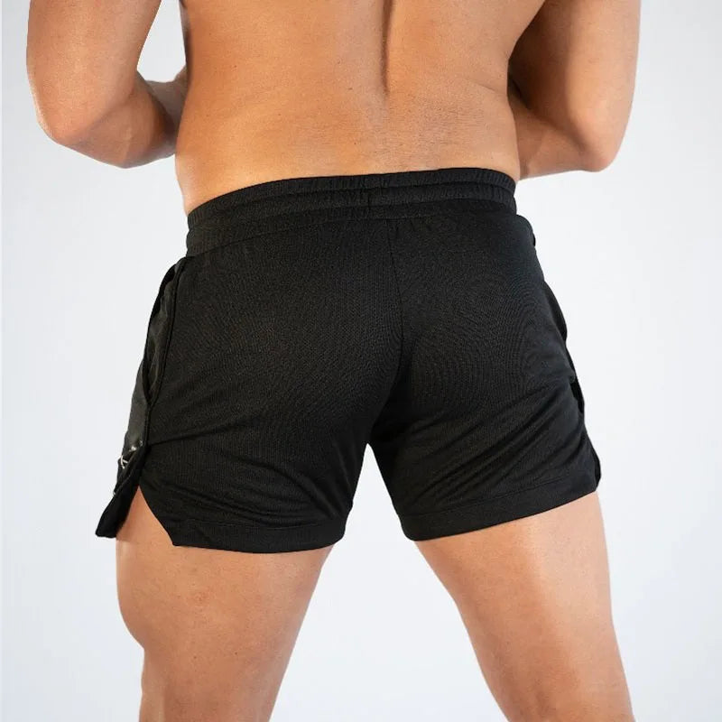 Mens Gym Training Shorts Men Sports Casual Clothing Fitness Workout Running Grid Quick-Drying Compression Shorts Athletics
