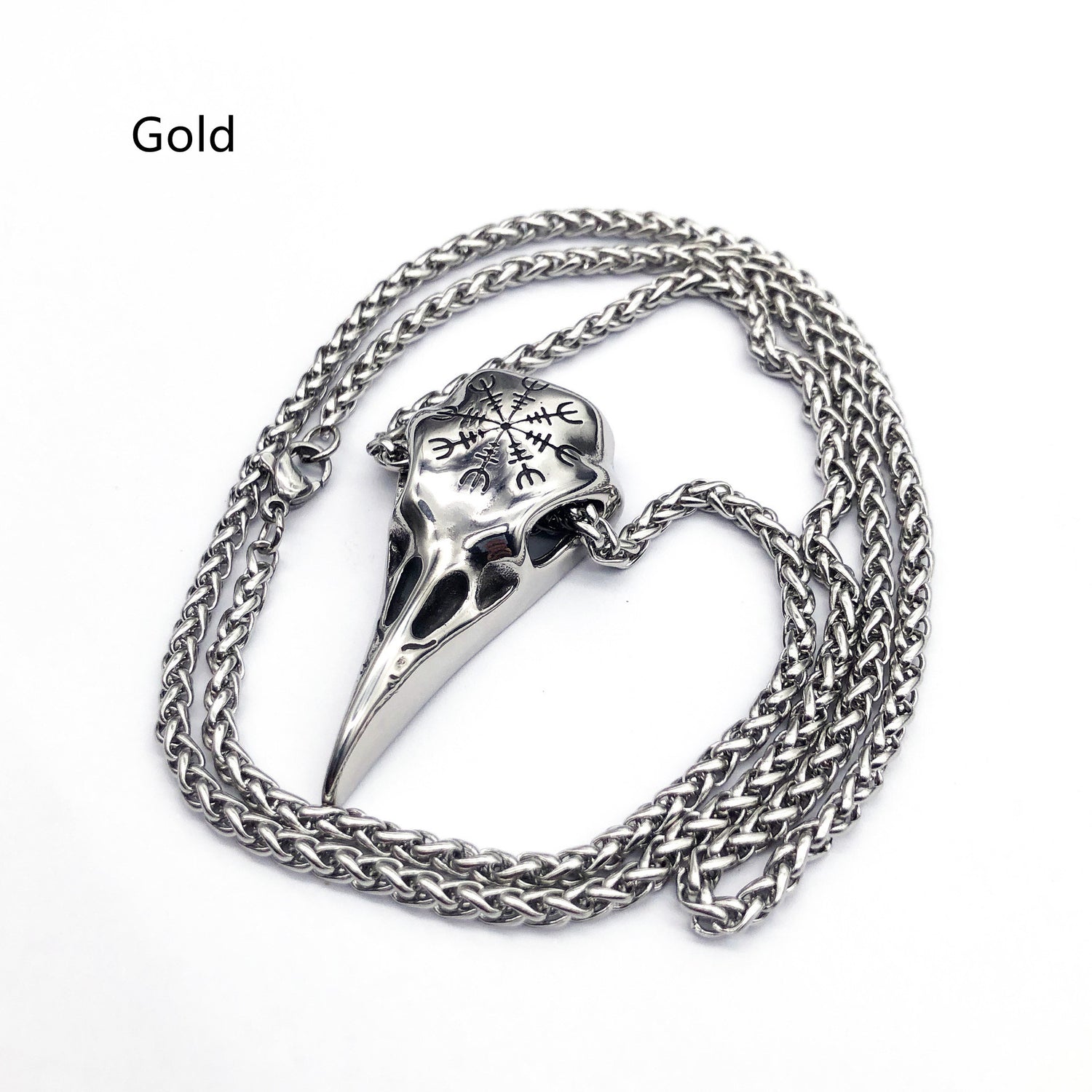 Crow Head Necklace Men&
