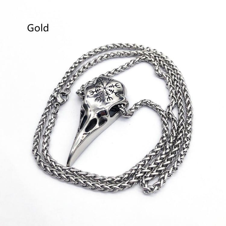 Crow Head Necklace Men&