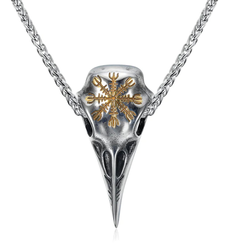 Crow Head Necklace Men&