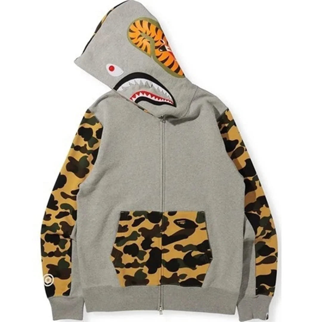 BAPE Hoodie BAPE Hooded Sweatshirt Shark Camo Hoodie Shark Mouth Jacket Full Zipper Embroidery Fun Casual Sports Hoodie for Men Women