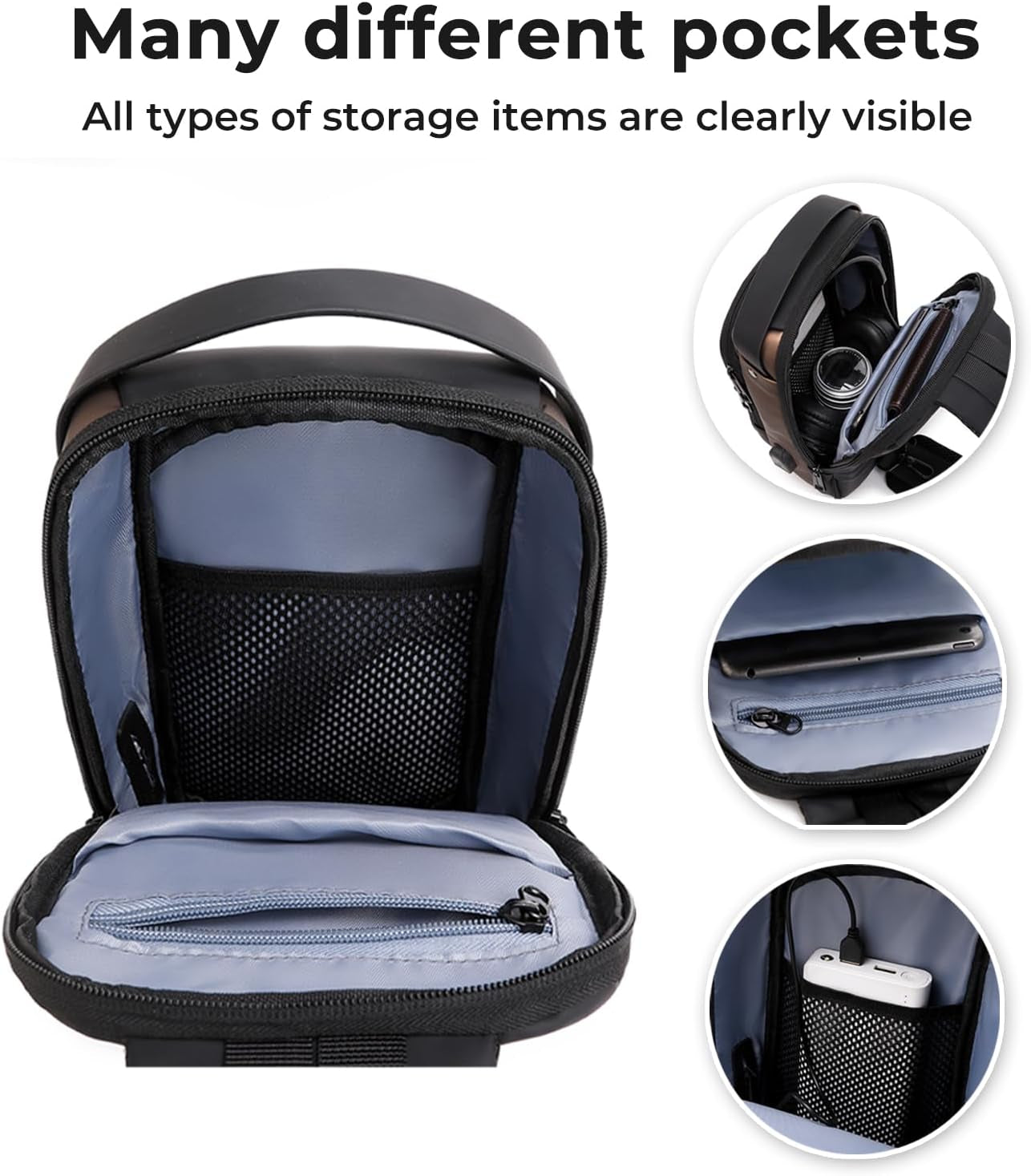 Men’s Sling Classic Crossbody Shoulder Bag With Charging Port